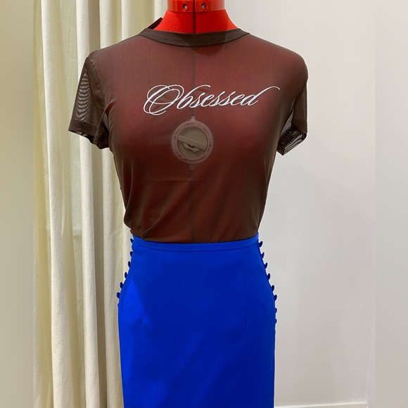 Short Dark Brown T-Shirt by H&M, Mesh, Motif, Women’s (US M) - Picture 4 of 9